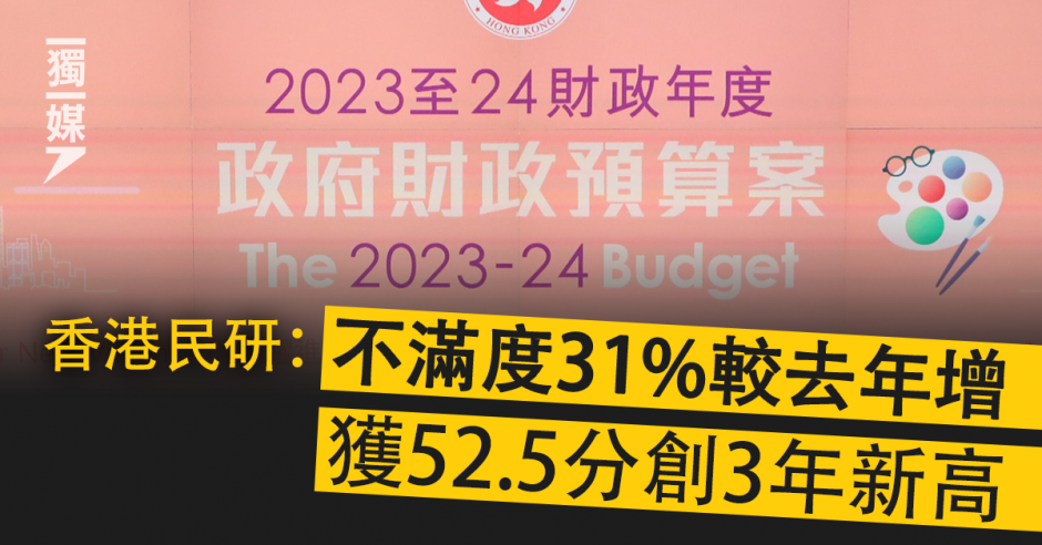 【財政預算案】民研：不滿度31 較去年增 獲52 5分創3年新高 獨媒報導 獨立媒體